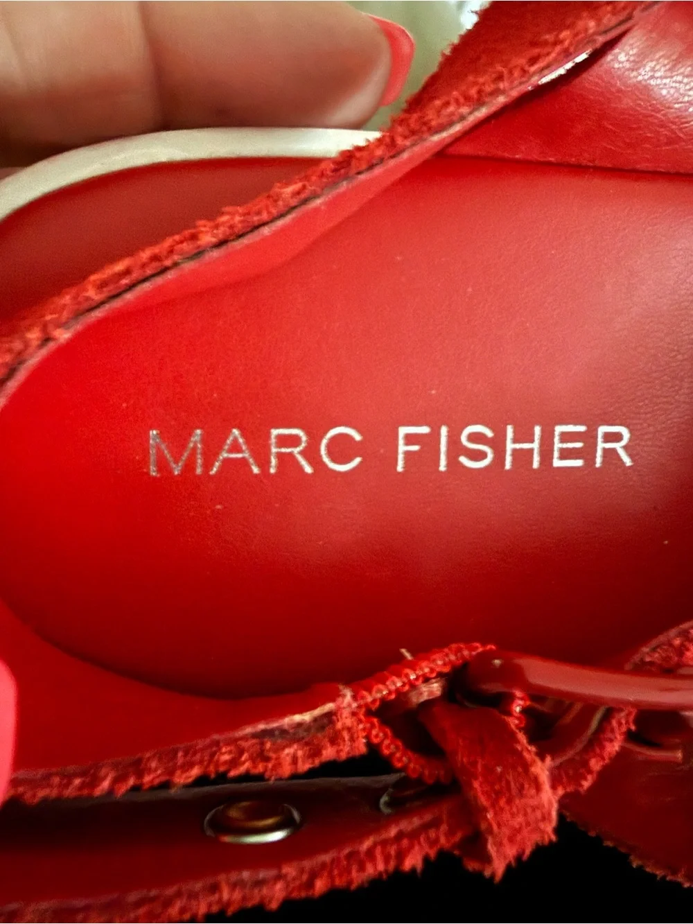 Marc Fisher Red Suede Cork Platform Slingback Sandals 9M Euro Summer Resort